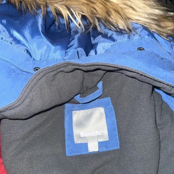 Bench Blue fur trim boy bomber puffer jacket Sz S - Picture 6 of 17